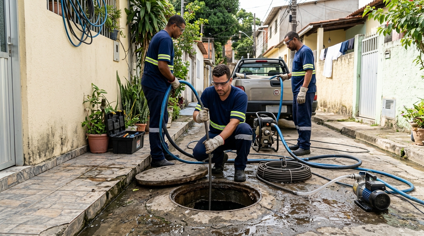 Desentupimento de esgoto com hidrojateamento em Cuiabá-MT